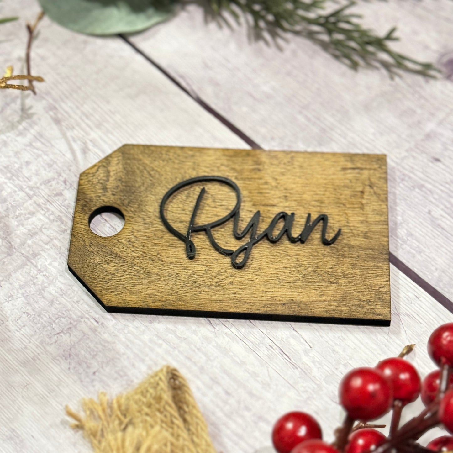 Personalized Wooden Stocking Tag, Stocking Name Tags, Name Tags For Christmas Stocking, Gift Tags, 3D Stocking Name Tag