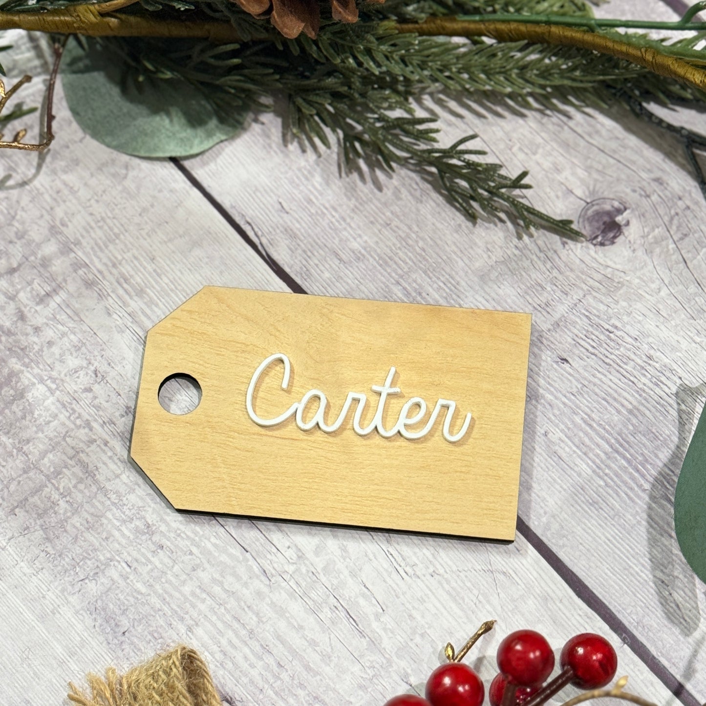 Personalized Wooden Stocking Tag, Stocking Name Tags, Name Tags For Christmas Stocking, Gift Tags, 3D Stocking Name Tag