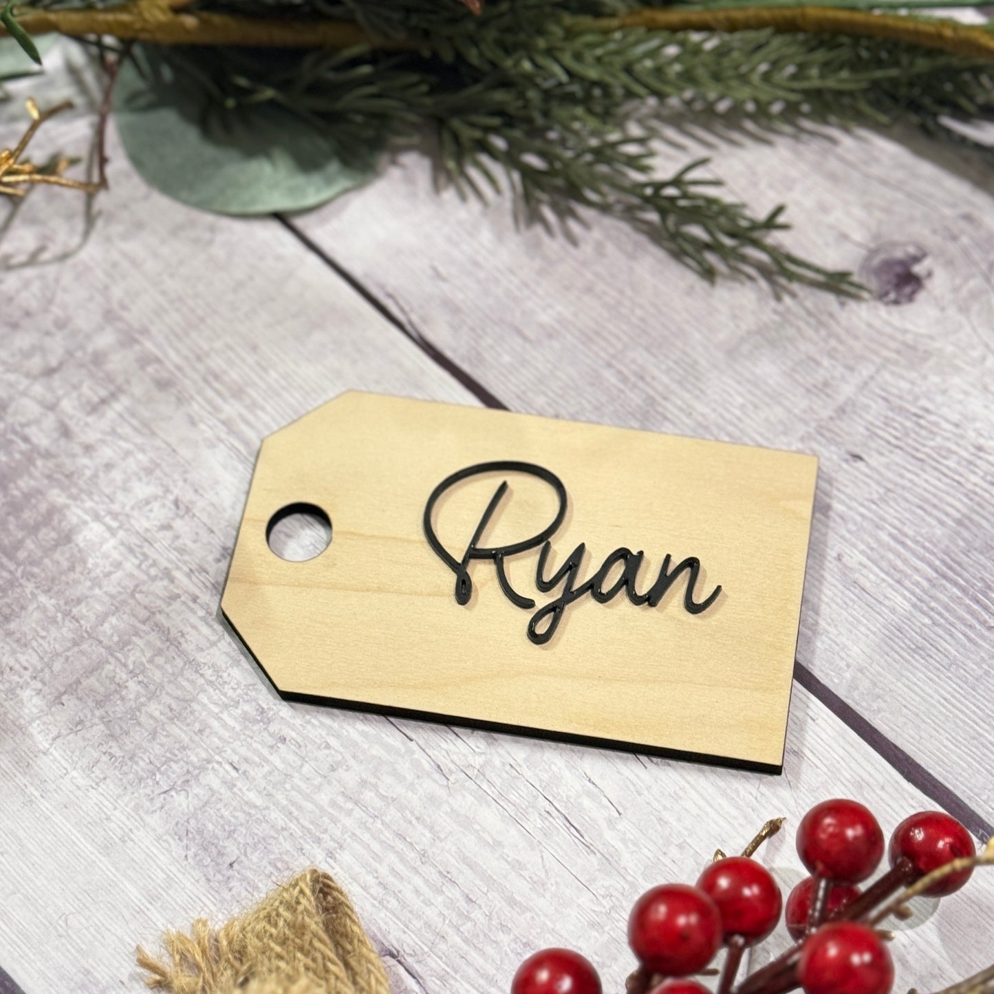 Personalized Wooden Stocking Tag, Stocking Name Tags, Name Tags For Christmas Stocking, Gift Tags, 3D Stocking Name Tag