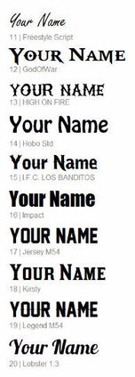 Font options 11-20 for custom name engraving on the pink breast cancer awareness tumbler