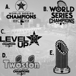 Chart of five Houston Astros 2022 World Series Champions engraving design options for custom tumblers