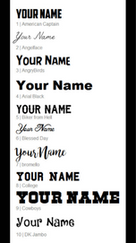 Font chart showing engraving styles 1 through 10 for personalizing the 36oz water bottle