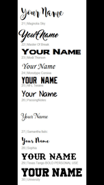 Font chart with name personalization styles 21-30 for the custom ceramic mug