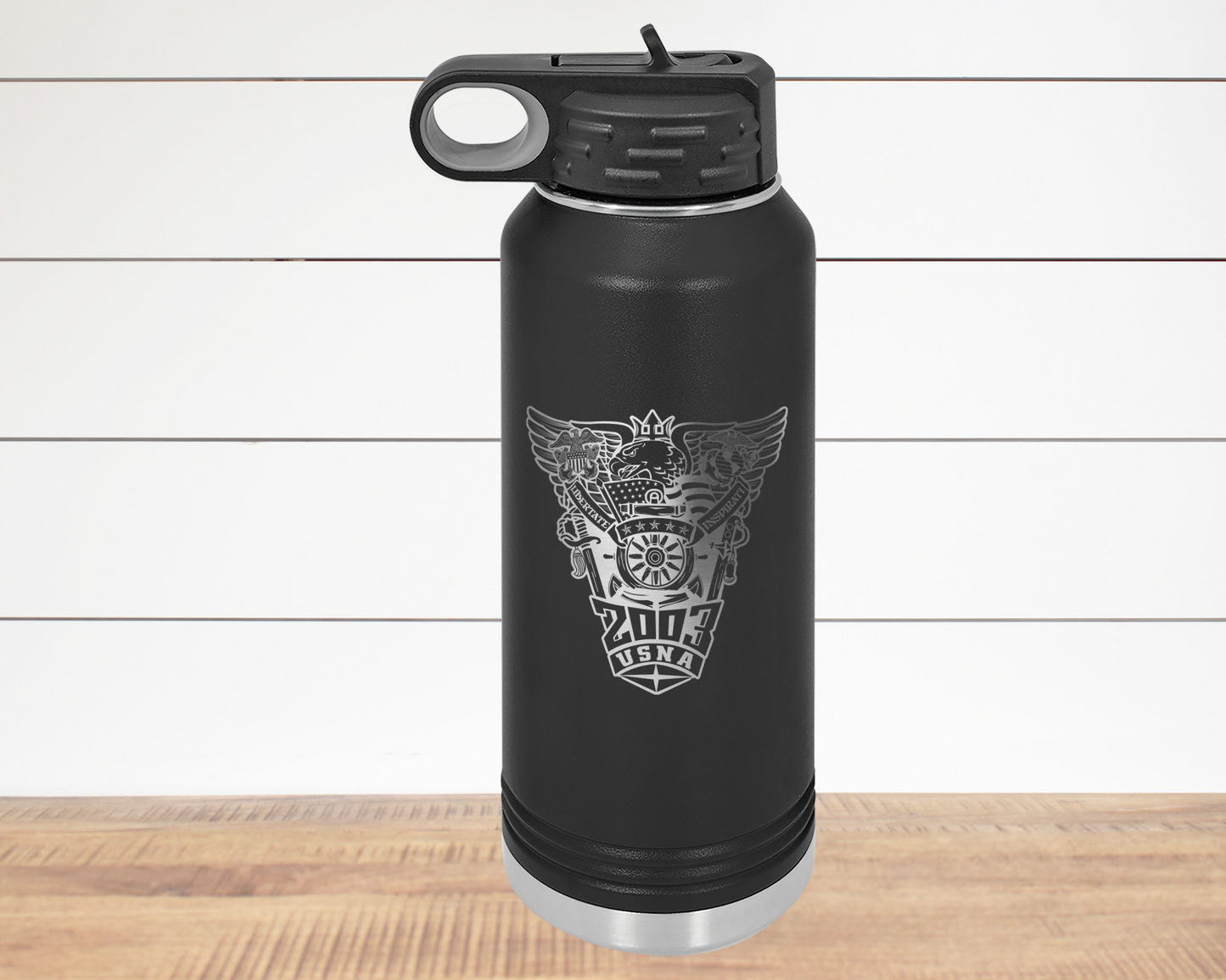 36oz Stainless Steel Water Bottle - USNA Class of 2003 Crest