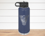 Navy blue 36oz stainless steel water bottle laser engraved with USNA Class of 2003 crest
