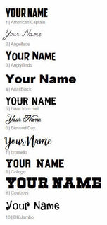 Personalization font options one through ten for the Houston Astros tumbler shown with sample text