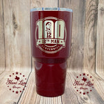Maroon Texas A&M 12th Man Centennial tumbler with laser engraved 100 commemorative logo