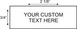 Diagram of 7/8 x 2 3/8 inch imprint area with placeholder custom text for the address stamp